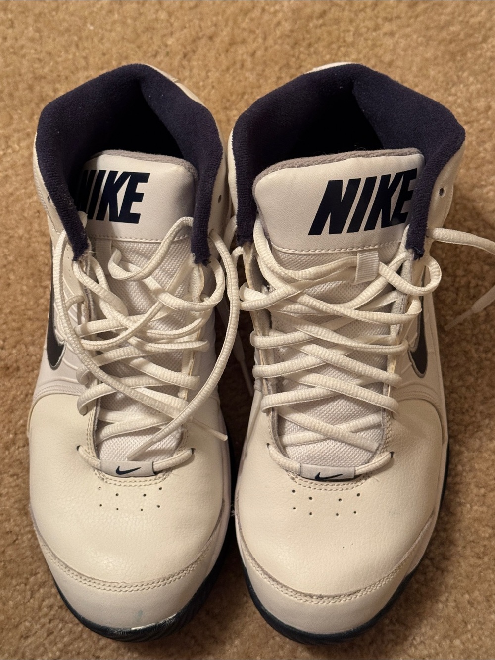 Nike Men’s Overplay VI White and Navy High-Top Athletic Shoes Size 9